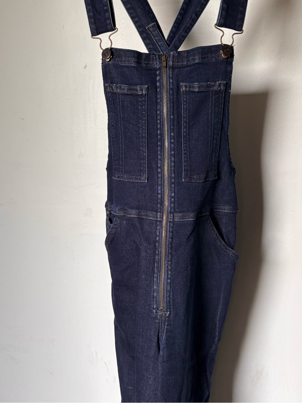 Citizens Of Humanity Dark Wash Denim Overalls Front Zip Adjustable Back - Picture 6 of 15